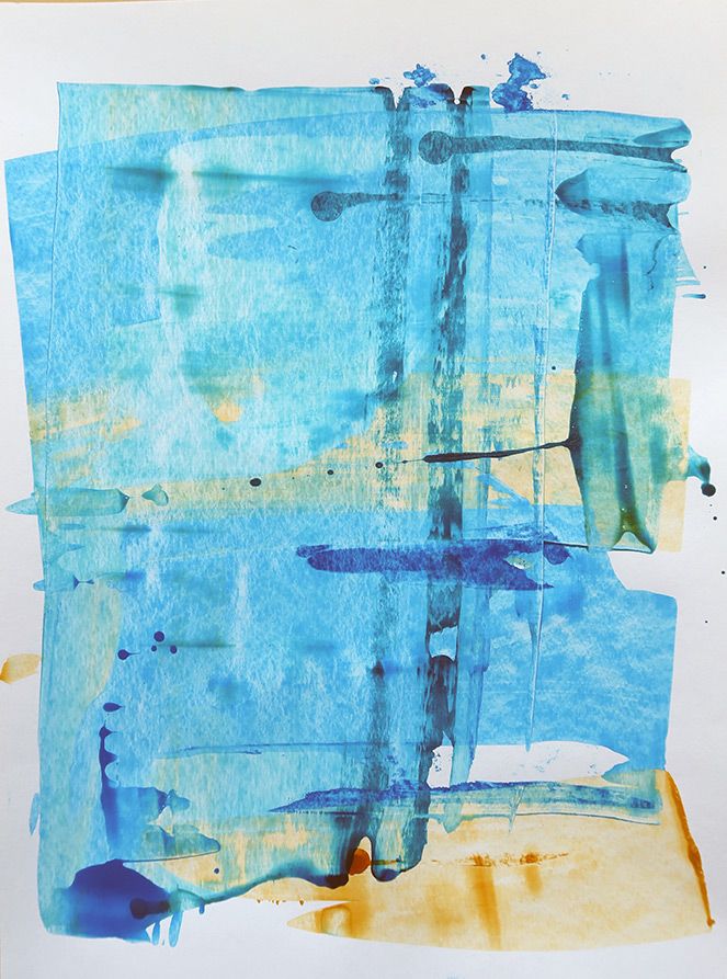 Abstraktes Motiv (Farben sand, hellblau, blau)