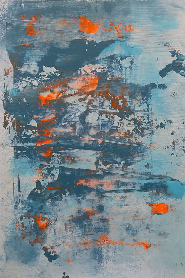 Abbildung Sonnenuntergang (Farben blau, orange, graublau)
