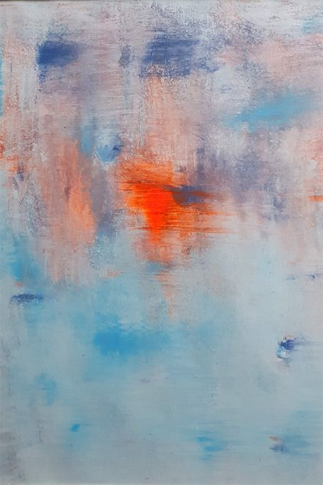 Abbildung Sonnenuntergang (Farben blau, orange, flamingopink)
