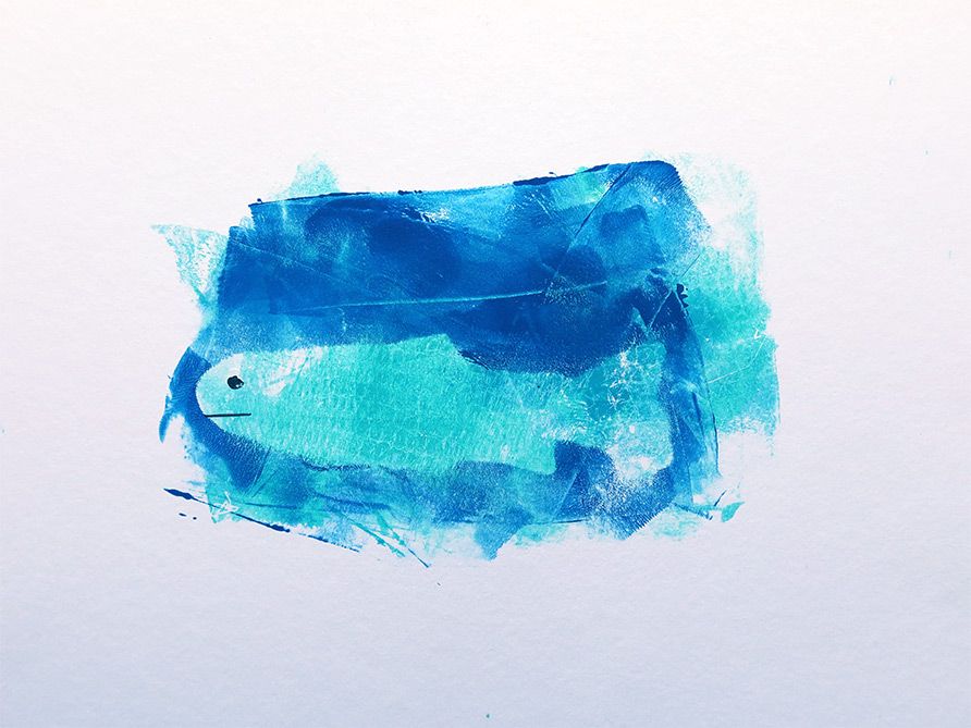 Abbildung einer Forelle (Farbe blau, türkis, schwarz)