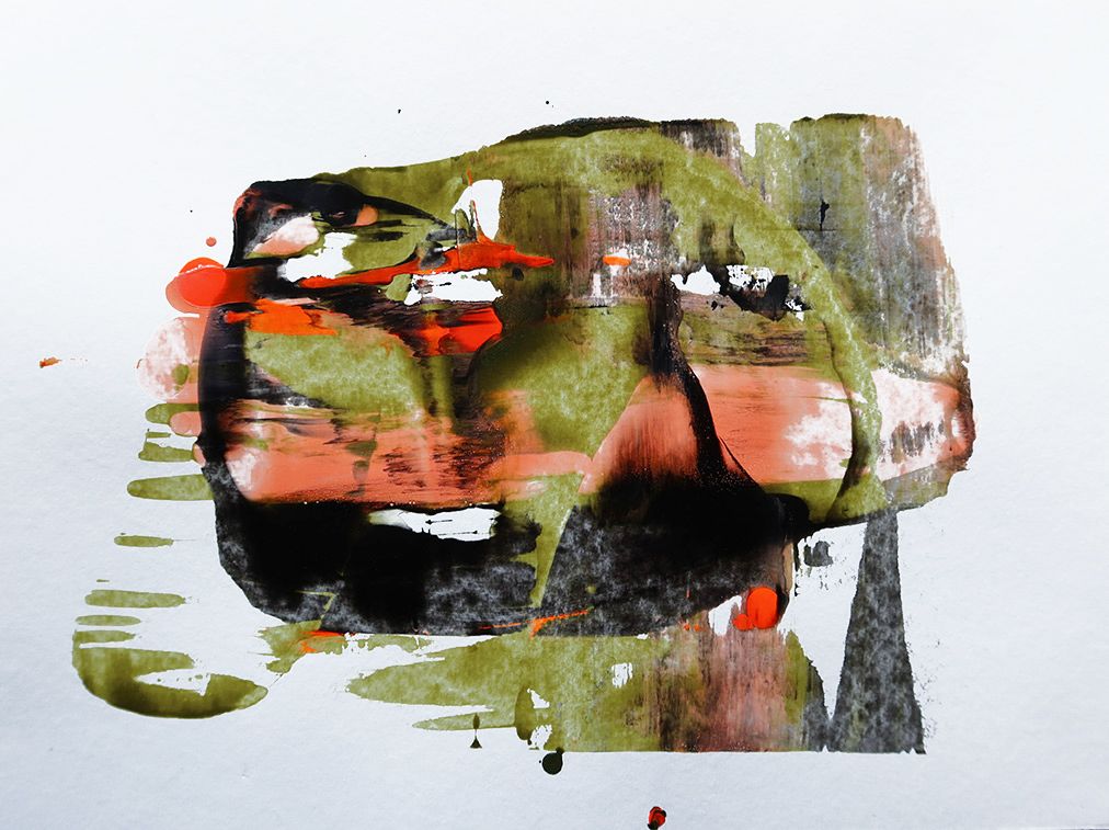Abstraktes Motiv (Farben orange, schwarz, oliv)